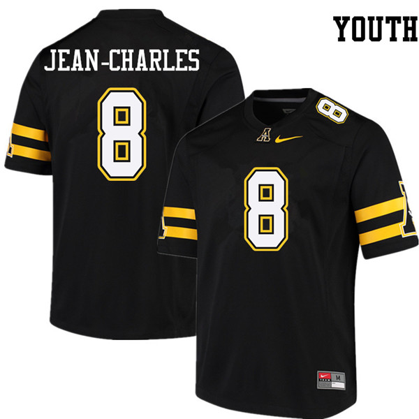 Youth #8 Shemar Jean-Charles Appalachian State Mountaineers College Football Jerseys Sale-Black - Click Image to Close